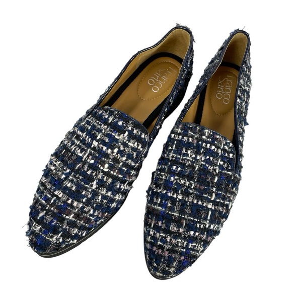 Franco Sarto Womens Fabrina Blue Tweed Chunky Almond Toe Loafers - Picture 7 of 14